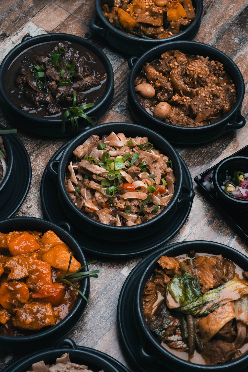 Kamayan claypot dishes styled overhead
