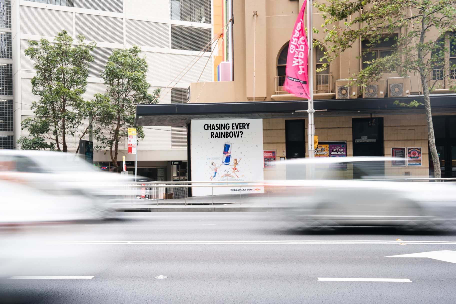 Red Bull 'Chasing Every Rainbow?' street-side billboard