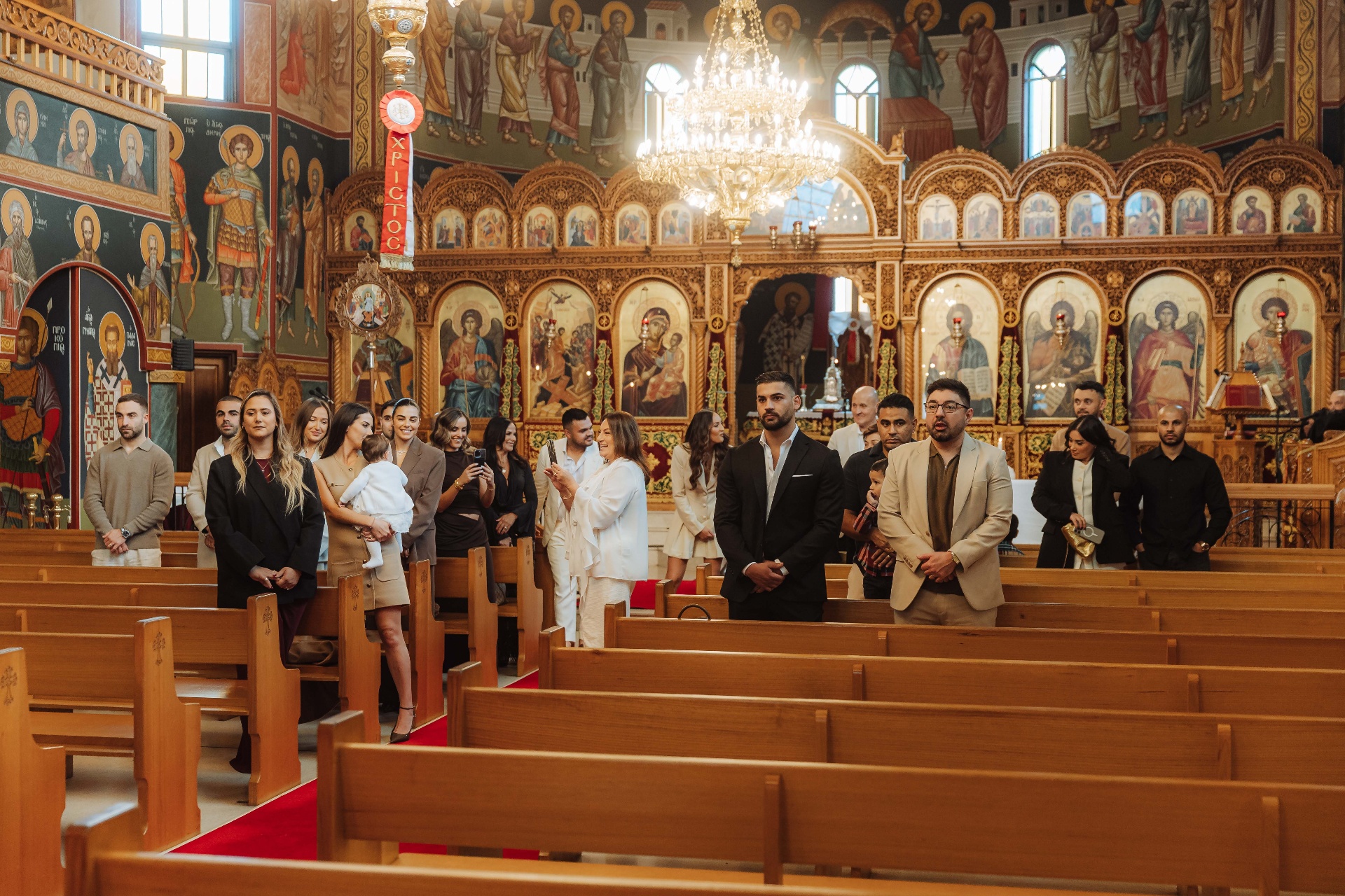 Guests gathered inside orthodox church